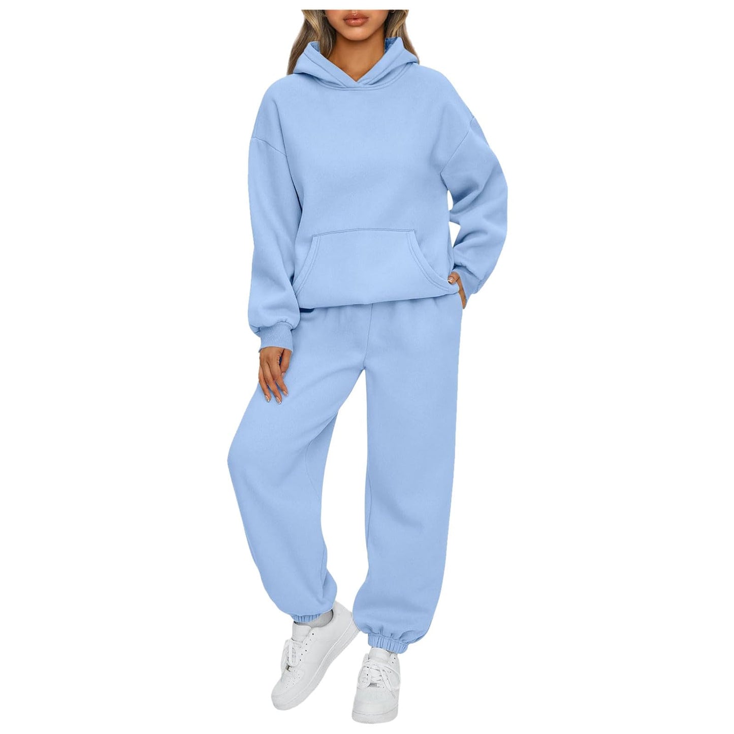 Womens 2 Piece Outfits Lounge Hoodie Sweatsuit Sets Oversized Sweatshirt Baggy Fall y2k Sweatpants with Pockets